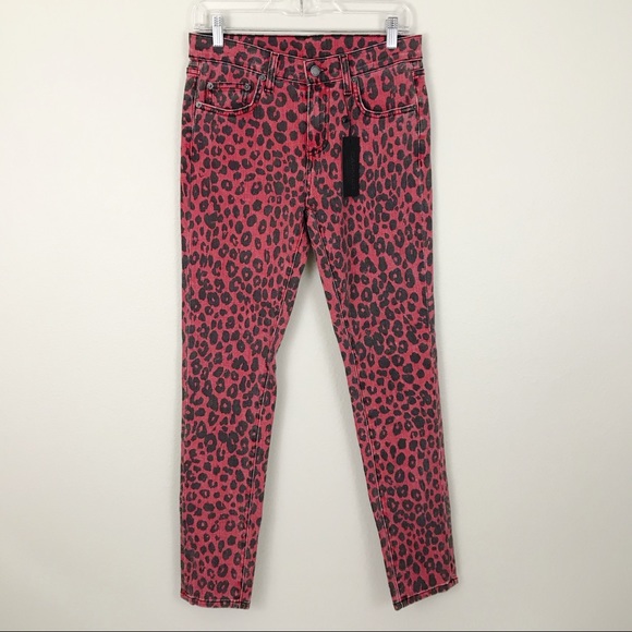 NEW LF Carmar Ryan Red Cheetah Mid-Rise Slim Jeans - Picture 2 of 8